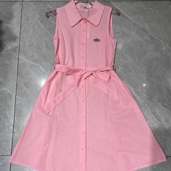 ALO Yoga Pink Button-Down Midi Dress - Picture 1 of 3